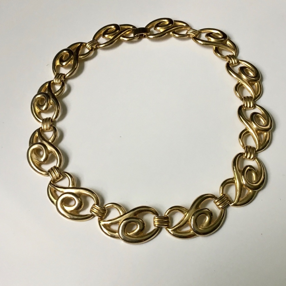Gold Link Swirl Necklace - Women Jewelry